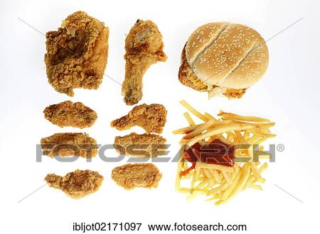 Stock Photo - Fast food, various items from Kentucky Fried Chicken. Fotosearch