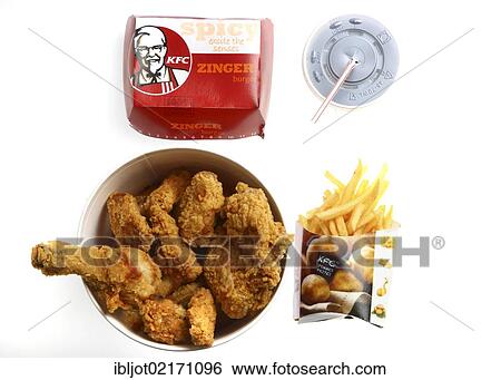 Fast food, various items from Kentucky Fried Chicken with a soft drink View Large Photo Image Stock Photograph - Fast food, various items from Kentucky Fried Chicken with a soft drink. Fotosearch