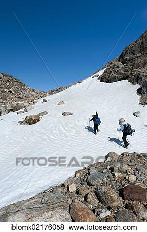 Stock Photo - Field of snow, hiking at Mittivakkat Glacier, Ammassalik Peninsula, East Greenland, Greenland, North America. Fotosearch