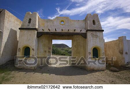 Stock Image - Fort Bravo, western town, former film set, now a tourist attraction, Tabernas, Andalusia, Spain, Europe. Fotosearch