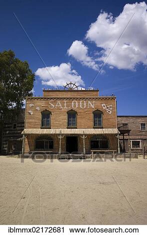 Stock Image - Fort Bravo, western town, former film set, now a tourist attraction, saloon, Tabernas, Andalusia, Spain, Europe. Fotosearch