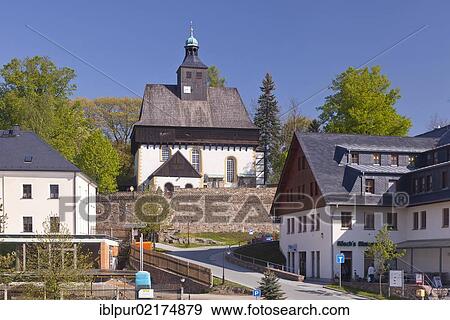 Fortified Church of Grossrueckerswalde near Marienberg, Erzgebirge, Ore Mountains, Saxony, Germany, Europe View Large Photo Image Stock Photo - Fortified Church of Grossrueckerswalde near Marienberg, Erzgebirge, Ore Mountains, Saxony, Germany, Europe. Fotosearch
