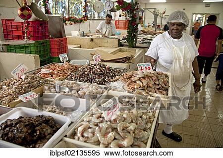 Stock Photography - Freshly caught fish and seafood at the fish market in Panama City, Panama, Central America, North America. Fotosearch