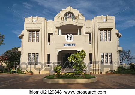 Front facade of an art-deco villa, Heritage Hotel Visalam, cgh group, Chettinad, Tamil Nadu, South India, India, Asia View Large Photo Image Stock Photo - Front facade of an art-deco villa, Heritage Hotel Visalam, cgh group, Chettinad, Tamil Nadu, South India, India, Asia. Fotosearch