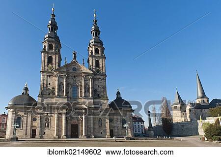Fulda Cathedral, built by Johann Dientzenhofer, 1704 - 1712, with the Romanesque Chapel of St. Michael, Fulda, Hesse, Germany, Europe View Large Photo Image Stock Image - Fulda Cathedral, built by Johann Dientzenhofer, 1704 - 1712, with the Romanesque Chapel of St. Michael, Fulda, Hesse, Germany, Europe. Fotosearch