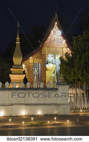 Stock Image - Full Moon Festival at Wat Sene Temple, Wat Sensoukharam, Luang Prabang, Laos, Indochina, Asia. Fotosearch