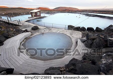 Stock Image - Geothermal pool, Myvatn Nature Bath, Myvatn, Iceland, Europe. Fotosearch