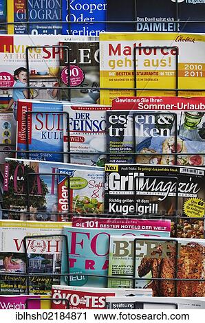 Stock Image - German-language magazines on various topics, leisure, living, cooking. Fotosearch