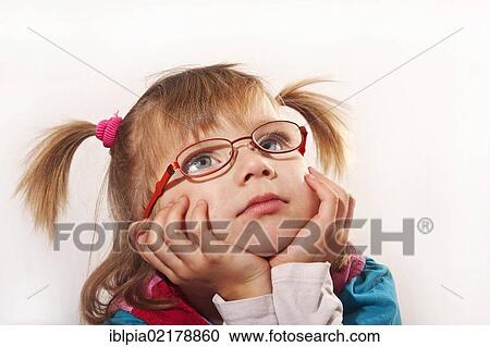 Girl, 5, with pigtails and glasses View Large Photo Image Stock Image - Girl, 5, with pigtails and glasses. Fotosearch