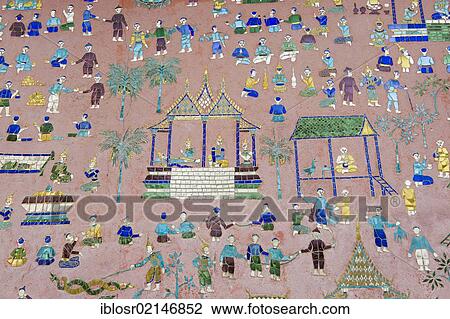 Glass mosaic at the library, Ho Phra Mane, Wat Xieng Thong temple, Luang Prabang, Laos, Indochina, Asia View Large Photo Image Stock Image - Glass mosaic at the library, Ho Phra Mane, Wat Xieng Thong temple, Luang Prabang, Laos, Indochina, Asia. Fotosearch