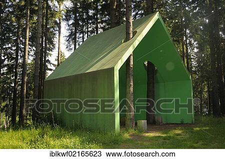 Gruenstation, green station, skulpture by Gloria Friedman, trees growing through a green concrete house, sculpture path in the forest, Rothaarsteig hiking trail, North Rhine-Westphalia, Germany, Europe View Large Photo Image Stock Image - Gruenstation, green station, skulpture by Gloria Friedman, trees growing through a green concrete house, sculpture path in the forest, Rothaarsteig hiking trail, North Rhine-Westphalia, Germany, Europe. Fotosearch