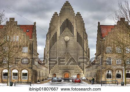 Stock Photo - Grundtvigs Church in Copenhagen, Denmark, Europe. Fotosearch