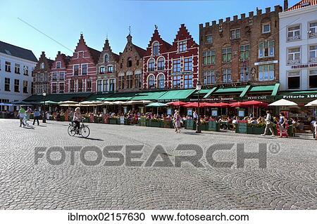 Guild houses with street restaurants on Grote Markt market square, historic town centre of Bruges, UNESCO World Heritage Site, West Flanders, Flemish Region, Belgium, Europe View Large Photo Image Stock Image - Guild houses with street restaurants on Grote Markt market square, historic town centre of Bruges, UNESCO World Heritage Site, West Flanders, Flemish Region, Belgium, Europe. Fotosearch