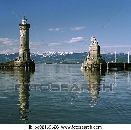 Harbour entrance of Lindau, Lindau Lion, Lake Constance, Swabia, Bavaria, Germany, Europe View Large Photo Image Stock Photograph - Harbour entrance of Lindau, Lindau Lion, Lake Constance, Swabia, Bavaria, Germany, Europe. Fotosearch
