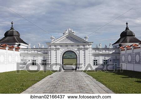 Stock Photo - Headway at the north gate, Herzogenburg Priory, monastery of the Augustinian Canons, Herzogenburg, Mostviertel, Must Quarter, Lower Austria, Austria, Europe. Fotosearch