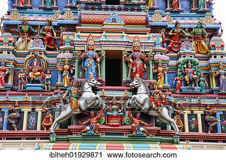 Stock Image - Hindu temple, Lake Gardens, Kuala Lumpur, Malaysia, Southeast Asia, Asia. Fotosearch