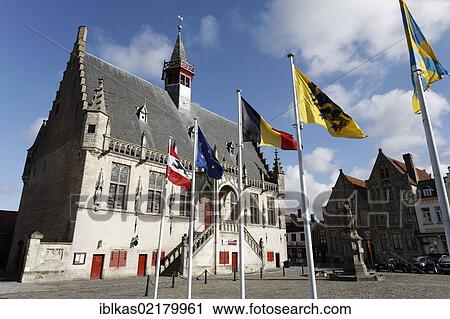 Historic City Hall and a Memorial to Jacob van Maerlant, Grote Markt square, Damme, West Flanders, Belgium, Europe View Large Photo Image Stock Image - Historic City Hall and a Memorial to Jacob van Maerlant, Grote Markt square, Damme, West Flanders, Belgium, Europe. Fotosearch