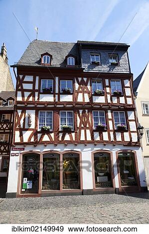 Stock Photo - Historic half-timbered house on Kirschgarten square, historic town centre, Mainz, Rhineland-Palatinate, Germany, Europe. Fotosearch