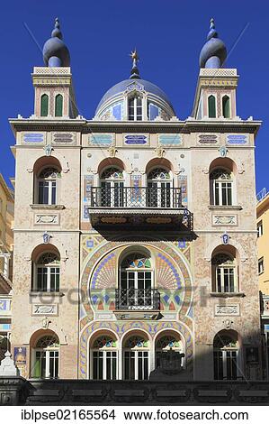 Historic villa from the Belle Epoque in the oriental style on the Boulevard des Jardins Exotiques, Principality of Monaco, Mediterranean Sea, Europe View Large Photo Image Picture - Historic villa from the Belle Epoque in the oriental style on the Boulevard des Jardins Exotiques, Principality of Monaco, Mediterranean Sea, Europe. Fotosearch