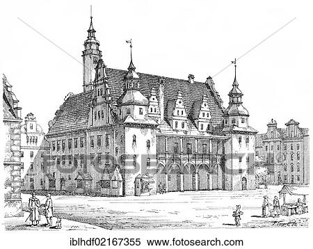 Historical architectural illustration from the 19th Century, 1873, facade in the Renaissance style, City Hall, Brzeg or Brieg, a town in Silesia, Poland, Europe View Large Photo Image Stock Photography - Historical architectural illustration from the 19th Century, 1873, facade in the Renaissance style, City Hall, Brzeg or Brieg, a town in Silesia, Poland, Europe. Fotosearch