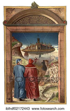 Historical illustration from the 19th Century, The Gate of Hell, purgatory and hell as an illustration after The Divine Comedy by Italian poet Dante Alighieri, 1265 - 1321 View Large Photo Image Stock Image - Historical illustration from the 19th Century, The Gate of Hell, purgatory and hell as an illustration after The Divine Comedy by Italian poet Dante Alighieri, 1265 - 1321. Fotosearch