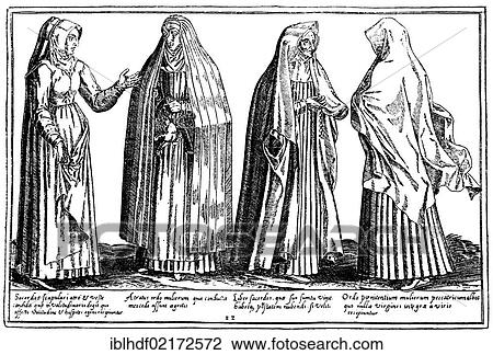 Historical illustration from the 19th century, after an engraving from the 16th century, representation of different nuns View Large Photo Image Stock Image - Historical illustration from the 19th century, after an engraving from the 16th century, representation of different nuns. Fotosearch