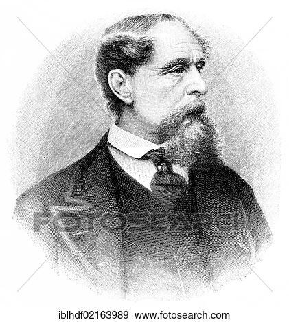 Stock Photo - Historical illustration from the 19th Century, portrait of Charles John Huffam Dickens or Boz, 1812 - 1870, an English writer. Fotosearch
