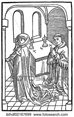 Historical illustration from the 19th Century, medieval depiction of a woman possessed by the devil View Large Photo Image Stock Photo - Historical illustration from the 19th Century, medieval depiction of a woman possessed by the devil. Fotosearch
