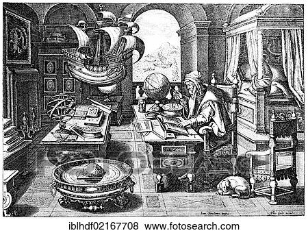 Historical illustration from the 19th Century, a mathematician and astronomer at work, after an engraving from the 16th Century View Large Photo Image Stock Photo - Historical illustration from the 19th Century, a mathematician and astronomer at work, after an engraving from the 16th Century. Fotosearch