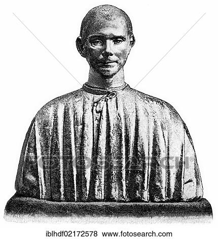 Historical illustration from the 19th century, bust of Niccolò di Bernardo dei Machiavelli, 1469 - 1527, an Italian politician, diplomat, philosopher, historian and poet View Large Photo Image Stock Photo - Historical illustration from the 19th century, bust of Niccolò di Bernardo dei Machiavelli, 1469 - 1527, an Italian politician, diplomat, philosopher, historian and poet. Fotosearch