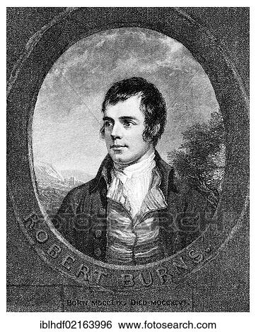 Historical illustration from the 19th Century, portrait of Robert Burns, 1759 - 1796, a Scottish writer and poet View Large Photo Image Stock Photograph - Historical illustration from the 19th Century, portrait of Robert Burns, 1759 - 1796, a Scottish writer and poet. Fotosearch