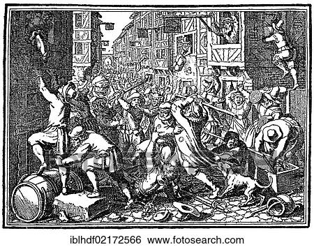 Historical illustration from the 19th century, the fat milk rebellion in the Jewish ghetto, the looting of the Jewish alley in Frankfurt am Main, Hesse, Germany, 1614, Europe View Large Photo Image Stock Photograph - Historical illustration from the 19th century, the fat milk rebellion in the Jewish ghetto, the looting of the Jewish alley in Frankfurt am Main, Hesse, Germany, 1614, Europe. Fotosearch