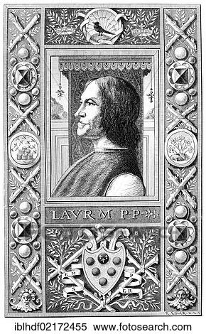 Historical illustration from the 19th Century, portrait of Lorenzo I de Medici, or Lorenzo the Magnificent, 1449 - 1492, an Italian politician and town lord of Florence View Large Photo Image Stock Photography - Historical illustration from the 19th Century, portrait of Lorenzo I de Medici, or Lorenzo the Magnificent, 1449 - 1492, an Italian politician and town lord of Florence. Fotosearch