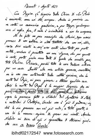 Stock Photo - Historical manuscript by Count Giacomo Leopardi, 1798 - 1837, an Italian poet, essayist, and philologist. Fotosearch