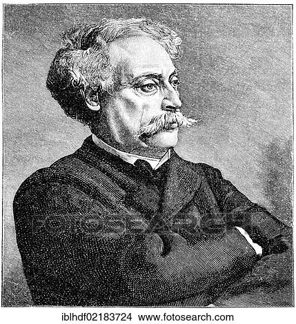 Picture - Historical print from the 19th century, portrait of Alexandre Dumas the Younger, 1824 - 1895, a French writer. Fotosearch