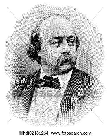 Picture - Historical print from the 19th century, portrait of Gustave Flaubert, 1821 - 1880, a French writer. Fotosearch
