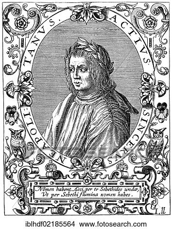 Picture - Historical print from the 19th century, portrait of Jacopo Sannazaro, 1458 -1530, a poet of the Renaissance. Fotosearch
