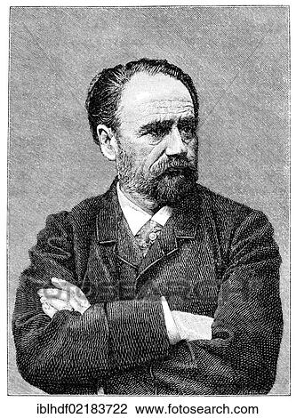 Stock Image - Historical print from the 19th century, portrait of Émile François Zola, 1840 - 1902, a French writer and journalist. Fotosearch