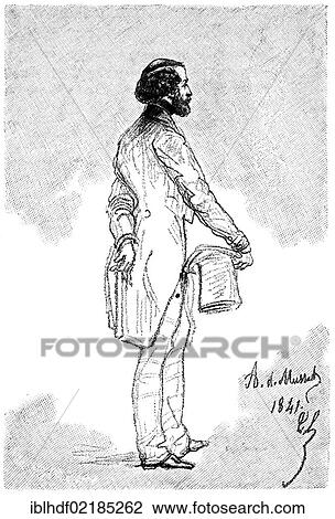 Historical print from the 19th century, image of Alfred de Musset, 1810 - 1857, a French writer View Large Photo Image Stock Image - Historical print from the 19th century, image of Alfred de Musset, 1810 - 1857, a French writer. Fotosearch