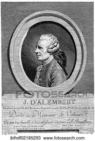 Stock Image - Historical print from the 19th century, portrait of Jean-Baptiste le Rond also known as D'Alembert, 1717 - 1783, a French mathematician, physicist and philosopher of the Enlightenment. Fotosearch