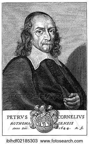 Stock Image - Historical print from the 19th century, portrait of Pierre Corneille, 1606 - 1684, a French author and dramatist of the Baroque. Fotosearch