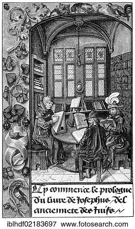 Historical print from the 19th century, from a manuscript dating from the 15th century, writers and translators at the court of Burgundy, France, Europe View Large Photo Image Stock Photo - Historical print from the 19th century, from a manuscript dating from the 15th century, writers and translators at the court of Burgundy, France, Europe. Fotosearch