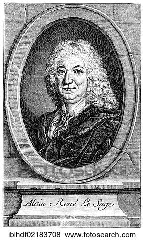 Historical print from the 19th century, portrait of Alain-René Lesage, 1668 - 1747, a French writer View Large Photo Image Stock Photo - Historical print from the 19th century, portrait of Alain-René Lesage, 1668 - 1747, a French writer. Fotosearch