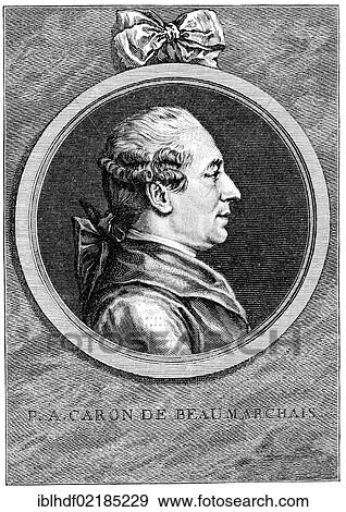 Historical print from the 19th century, portrait of Pierre-Augustin Caron de Beaumarchais, 1732 - 1799, a French entrepreneur and writer View Large Photo Image Stock Photo - Historical print from the 19th century, portrait of Pierre-Augustin Caron de Beaumarchais, 1732 - 1799, a French entrepreneur and writer. Fotosearch