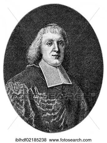 Stock Photo - Historical print from the 19th century, portrait of Jacques Bossuet Bénigne, 1627 - 1704, a French bishop and author. Fotosearch