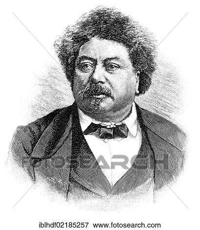Stock Photo - Historical print from the 19th century, portrait of Alexandre Dumas the Elder also known as Alexandre Dumas Davy de la Pailleterie or Alexandre Dumas père, 1802 - 1870, a French writer. Fotosearch