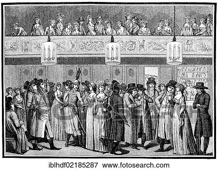 Stock Photo - Historical print from the 19th century, lobby of the Montansier Theatre in Versailles, Paris, France, 18th century, Europe. Fotosearch