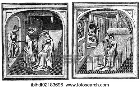 Historical print from the 19th century, from a manuscript dating from the 15th century, the story of Tristan and Isolde, the scenes "Isolde playing the harp" and "Marte killing Tristan " View Large Photo Image Stock Photograph - Historical print from the 19th century, from a manuscript dating from the 15th century, the story of Tristan and Isolde, the scenes "Isolde playing the harp" and "Marte killing Tristan ". Fotosearch