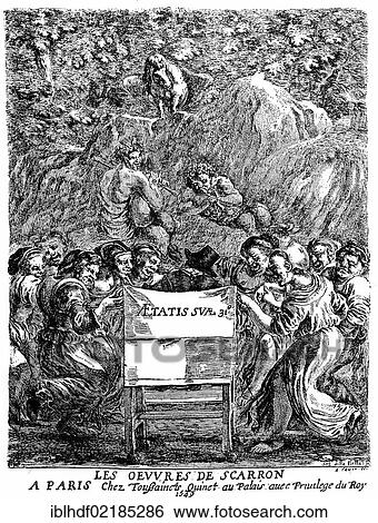 Historical print from the 19th century, title-page of a book with works by Paul Scarron, 1610 - 1660, a French writer View Large Photo Image Stock Photograph - Historical print from the 19th century, title-page of a book with works by Paul Scarron, 1610 - 1660, a French writer. Fotosearch