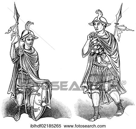 Historical print from the 19th century, Frankish warriors from the 9th century View Large Photo Image Stock Photography - Historical print from the 19th century, Frankish warriors from the 9th century. Fotosearch